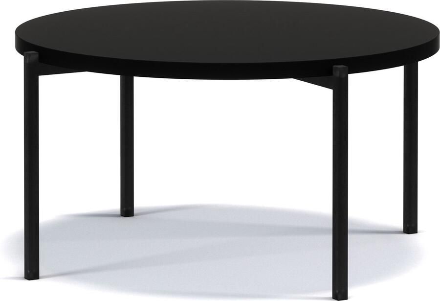 Maxi Maja Sigma A Salontafel Ronde Ø 84.2 cm hoogte 43 cm metalen frame woonkamermeubel zwart mat zwart