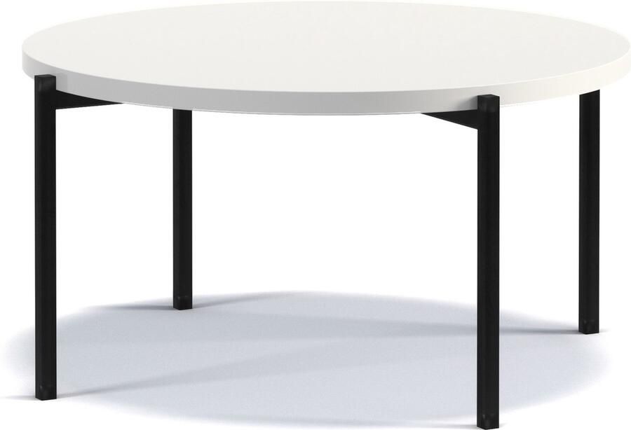 Maxi Maja Sigma A Salontafel Ronde Ø 84.2 cm hoogte 43 cm metalen frame woonkamermeubel zwart witte glans