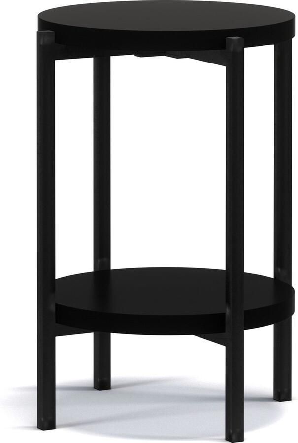 Maxi Maja Sigma D Hoge salontafel handig tafeltje 44.2 x 61 cm met plank metalen frame woonkamermeubel zwart