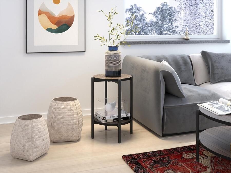 Maxi Maja Sigma D Sidetable Hoge salontafel handig tafeltje 44.2 x 60 cm met plank metalen frame woonkamermeubel zwart Captains Deck