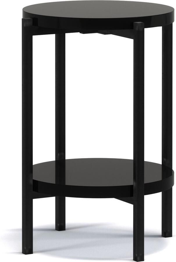 Maxi Maja Sigma D Sidetable Hoge salontafel handig tafeltje 44.2 x 61 cm met plank metalen frame woonkamermeubel zwart zwarte glans