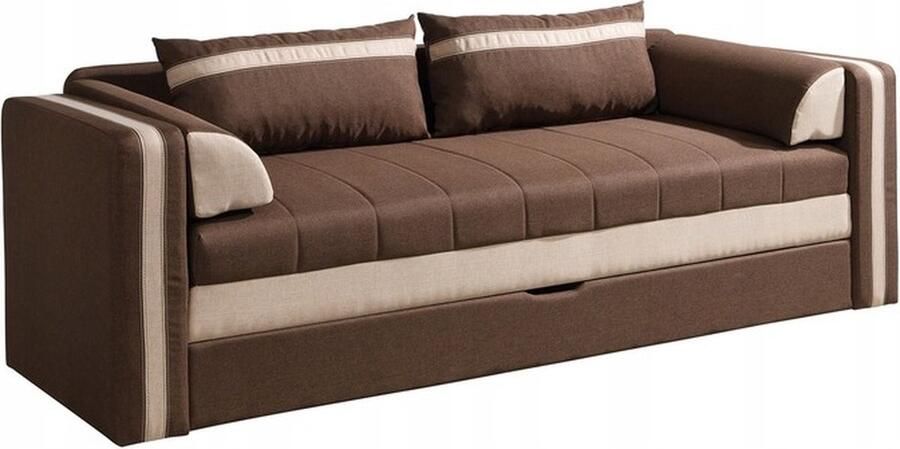 Maxi Maja Slaapbank Euphoria Sleepking Sofa Bed Met Opbergruimte 3-zits – Uitklapbaar tot tweepersoonsbed breedte 222 cm Bruin + Beige