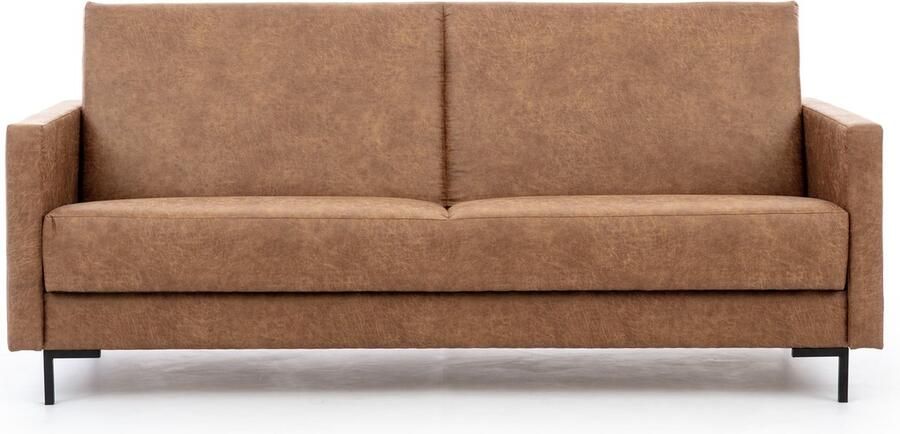 Maxi Maja Solvo A slaapbank -3-zitsbank voor woonkamer moderne bank sofa met slaapfunctie 203x90x93cm- zwarte metalen poten 15 cm ruin (camel)
