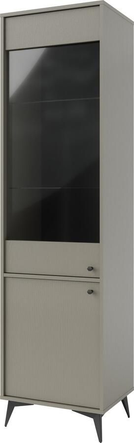 Maxi Maja Tokyo 101 hoge vitrinekast + LED verlichting breedte 51 8 cm hoogte 193 5 cm lichtgroene kleur metalen hoge poten 2 deuren met legplanken woonkamer meubels