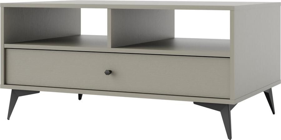 Maxi Maja Tokio 201 salontafel groot ergonomisch 100 x 65 cm met lade lichtgroene kleur metalen hoge poten met legplank woonkamer meubels