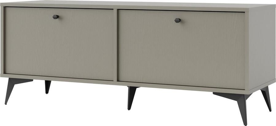 Maxi Maja Tokio 302 TV meubel staand TV-kast breedte 120 6 cm groene kleur metalen hoge poten met legplanken 2 deuren woonkamer meubel