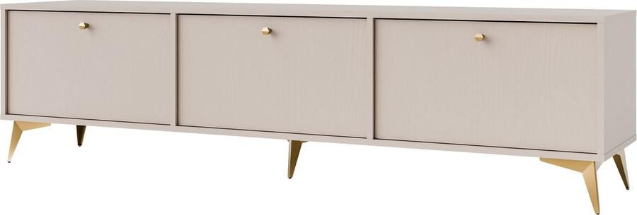 Maxi Maja Tokio 303 TV meubel staand TV-kast breedte 180 cm beige kleur metalen hoge poten met legplanken 3 deuren woonkamer meubel