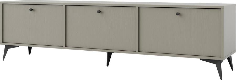 Maxi Maja Tokio 303 TV meubel staand TV-kast breedte 180 cm groene kleur metalen hoge poten met legplanken 3 deuren woonkamer meubel