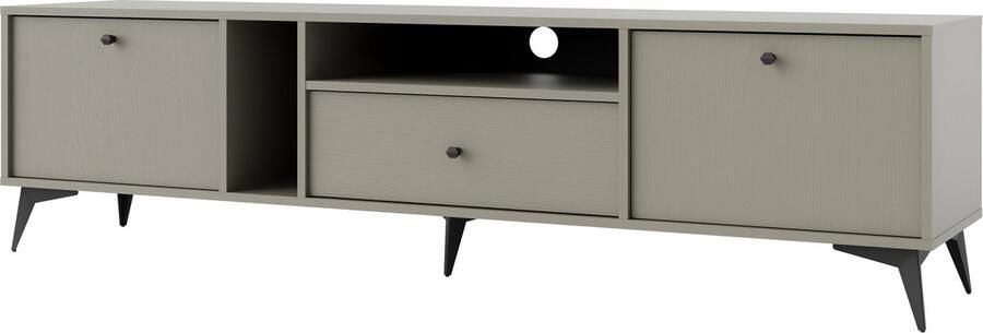 Maxi Maja Tokio 313 TV meubel staand TV-kast breedte 180 cm groene kleur metalen hoge poten met lade met legplanken woonkamer meubel