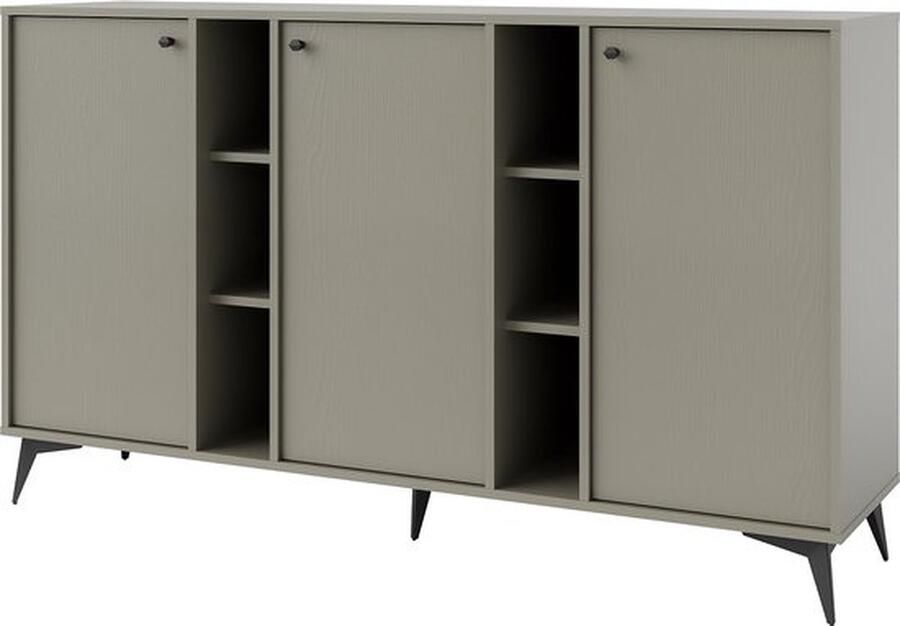 Maxi Maja Tokio dressoir 3 deuren breedte 157 7 cm lichtgroen met metalen poten woonkamermeubel