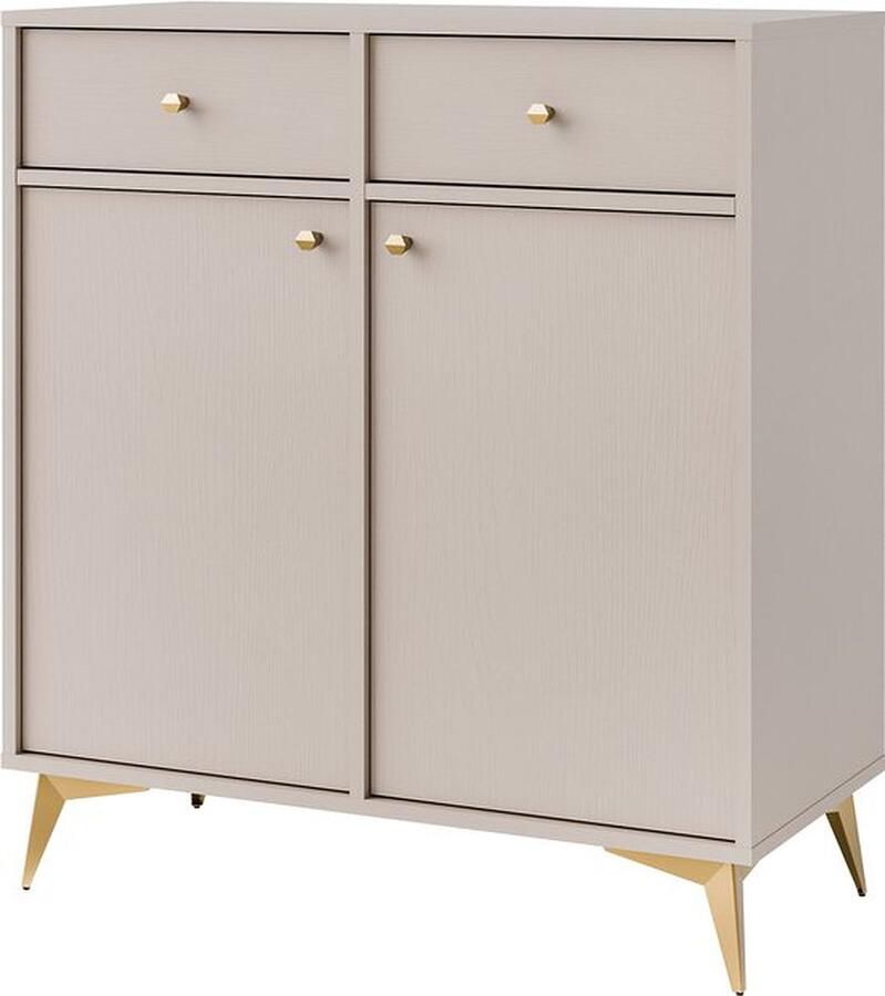 Maxi Maja Tokio ladenkast dressoir 83 6 cm 2 deuren en 2 laden beige met metalen poten
