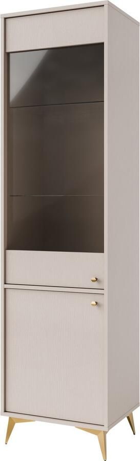 Maxi Maja Tokio vitrinekast 51 8 cm breedte 193 5 cm hoogte 2 deuren beige met LED verlichting