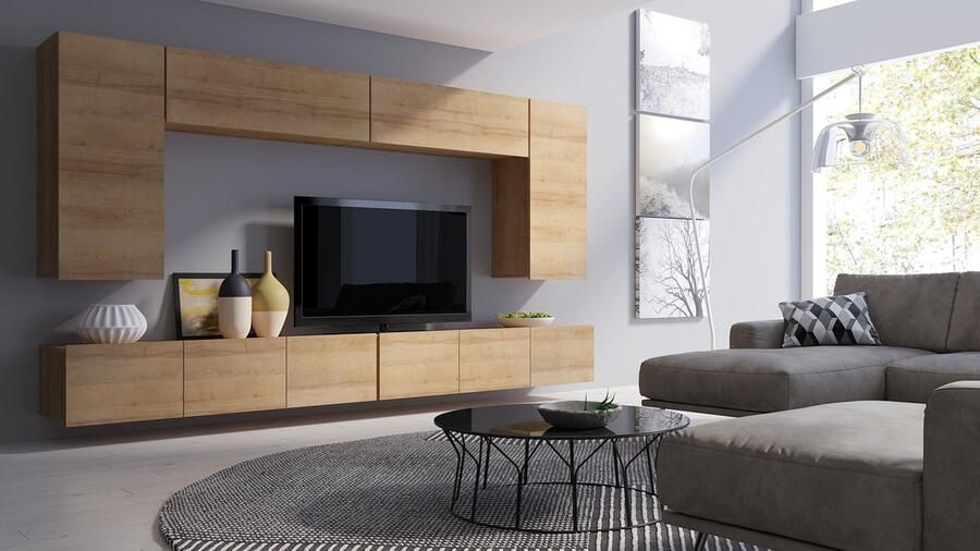 Maxi Maja TV meubel CALABRINI 13 Hangmeubel Gouden eik 300 cm