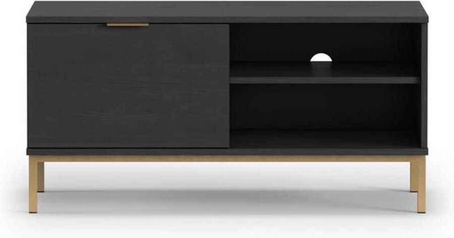 Maxi Huis TV Meubel Pula RTV1D 100 8 cm Staande kast 1 x deur Met plank Zwarte Portland-as Maxi Maja