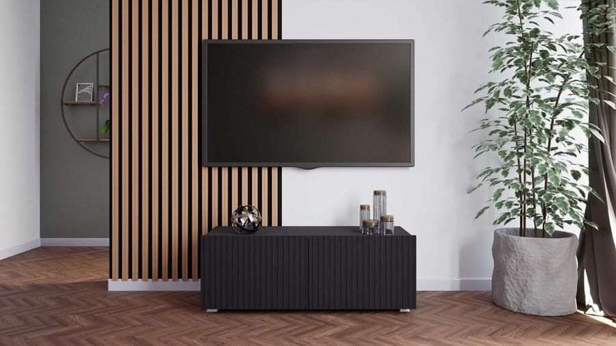 Maxi Maja TV-meubel Staand Hangend Zachtsluitend Planken Universele kast Kleur matzwart 100 cm