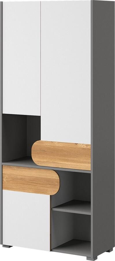 Maxi Maja Tweedeurskast Kledingkast met planken ABS rand 80 cm Nash Oak Brilliant White Grafiet