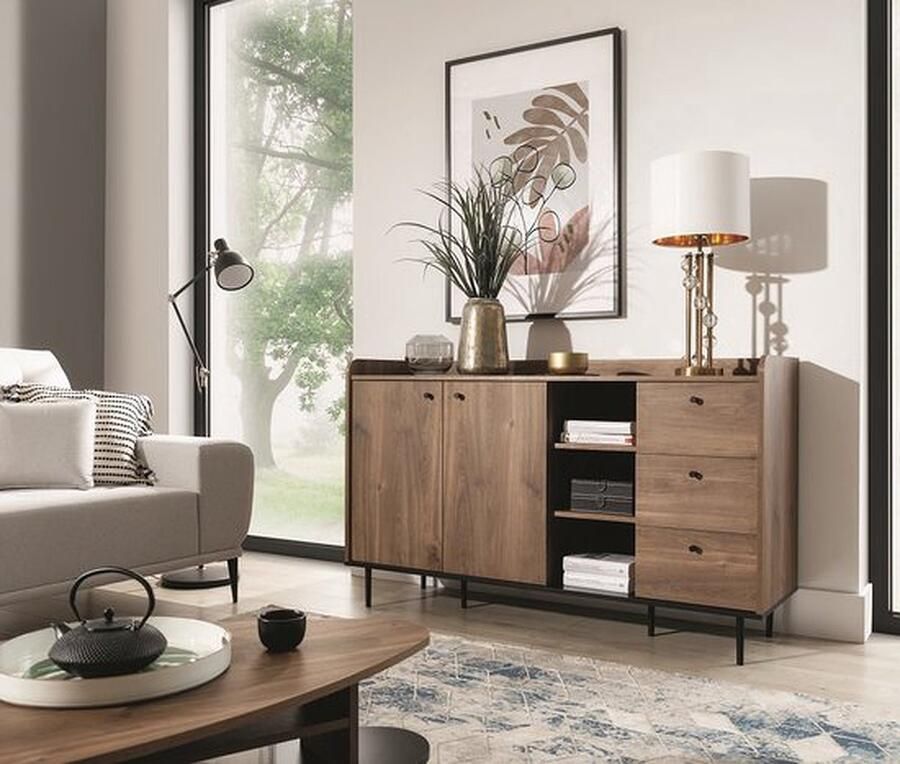 Maxi Maja Vasina ladekast 3 laden 150 cm metalen poten Brandy Castello kleur