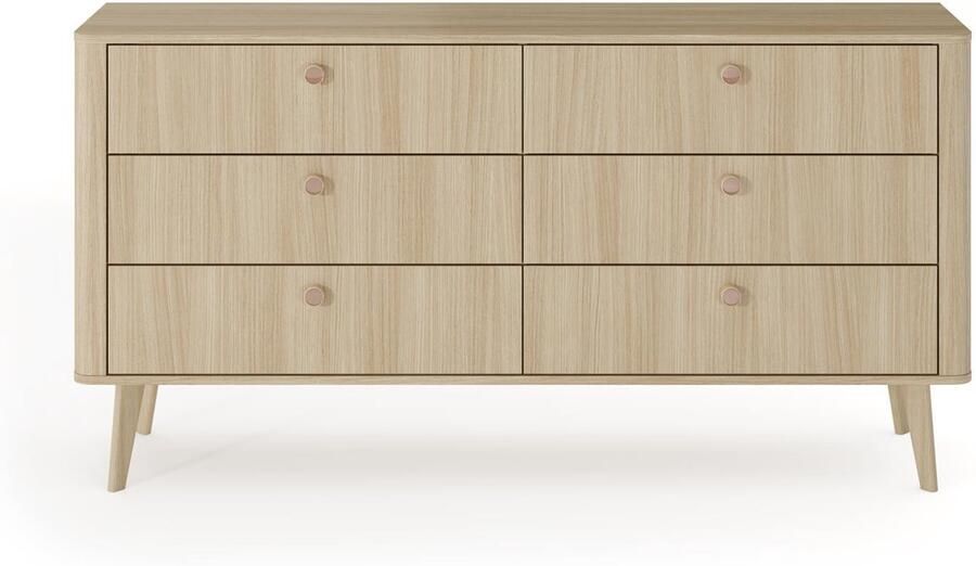 Maxi Maja Viki 6s ladekast ruime commode op hoge poten met 6 laden breedte 163 cm slaapkamer ladekast bariste eik