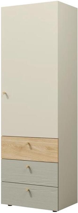 Maxi Maja Yuki 4 kast gesloten plankenkast 60 cm 1 stuk eucalyptus grijsbeige geolied eiken kledingkast