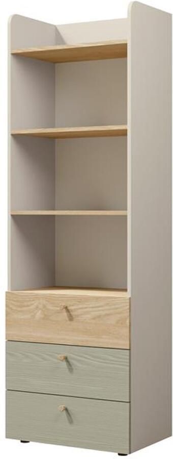 Maxi Maja YUKI 5 open legplanken Ladenkast 60 cm breed Kamerkast Eucalyptus Grijsbeige Geoliede eik