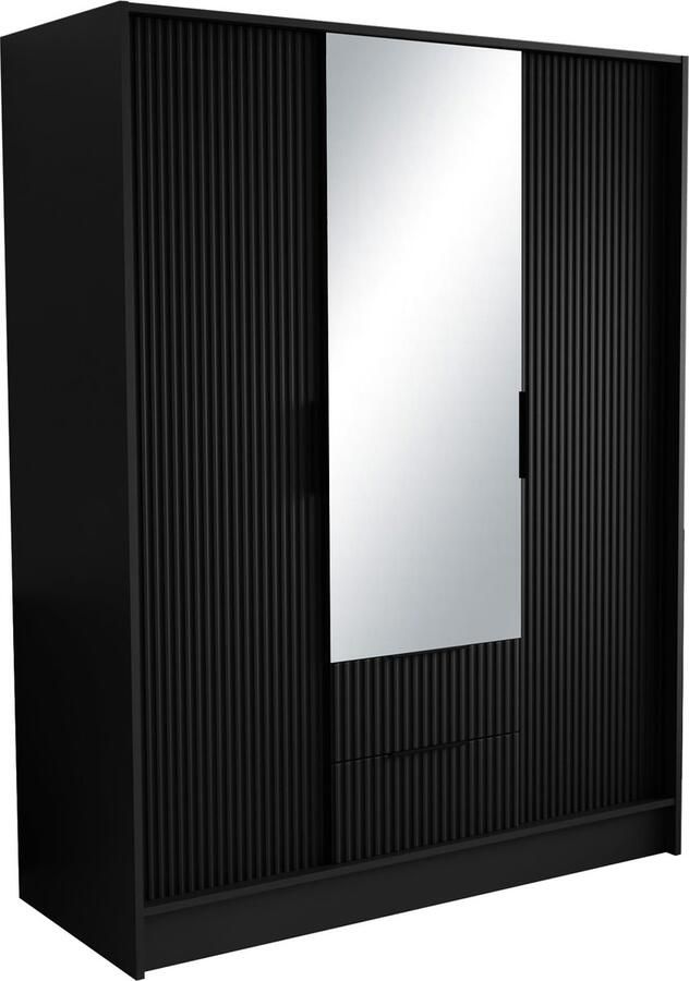 Maxi Maja OÜ Noe kledingkast met groeven + zwarte spiegel 150 Arton