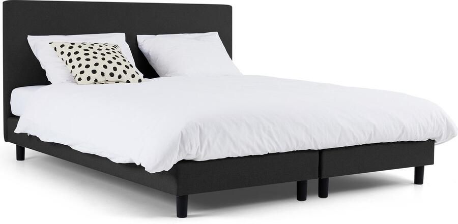 Maxi Box Ambra vlak met Silver Pocket Deluxe Foam matras 160 x 200 cm dark grey