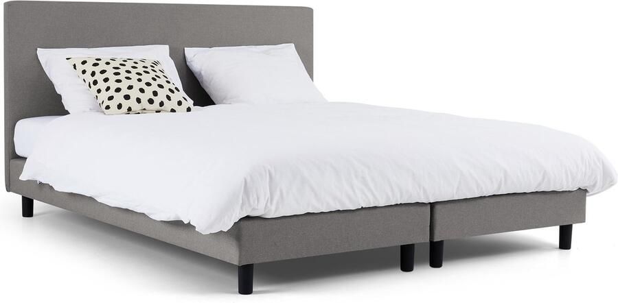 Maxi Box Ambra vlak met Silver Pocket Deluxe Foam matras 120 x 200 cm light grey