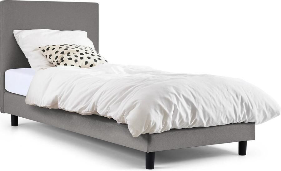 Maxi Box Ambra vlak met Silver Pocket Deluxe Foam matras 90 x 200 cm light grey