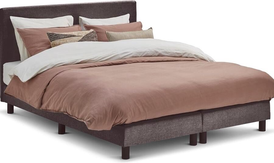 Maxi Cisano Boxspring 140x200 cm Gestoffeerde Boxspring met Matras Bed met Pocketvering Matras Antraciet Tweepersoonsbed