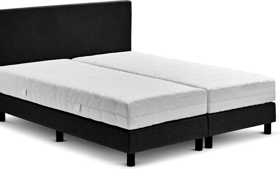 Maxi Cisano Boxspring 180x200 cm Gestoffeerde Boxspring met Matras Bed met Pocketvering Matras Zwart Tweepersoonsbed