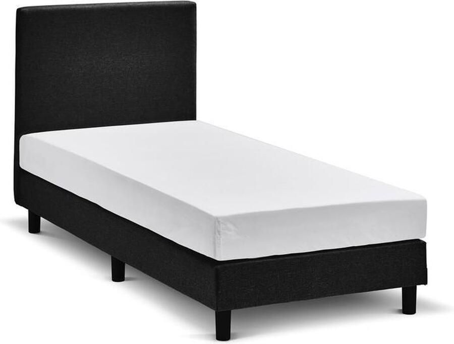 Maxi Cisano Boxspring 120x200 cm Gestoffeerde Boxspring met Matras Bed met Koudschuim Pocketvering Matras Zwart Tweepersoonsbed
