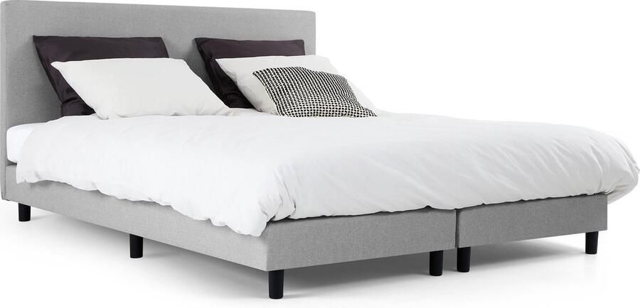 Maxi Cisano Boxspring 160x200 cm Gestoffeerde Boxspring met Matras Bed met Koudschuim Pocketvering Matras Grijs Tweepersoonsbed - Foto 2