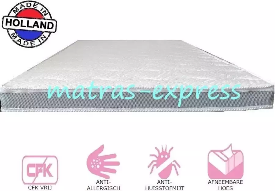 Maxibedden Matras-Express Topper 140x200 Koudschuim HR40 7cm dik Afritsbaar hoes Anti allergie Topmatras 3D border
