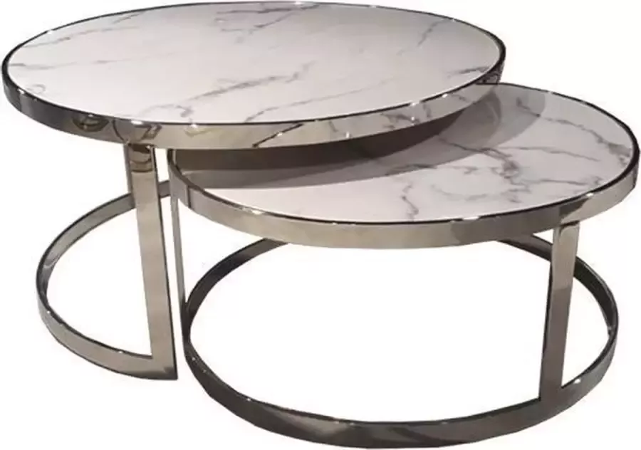 Maxicomfy Salontafel set Twice marmer ( wit zilver)