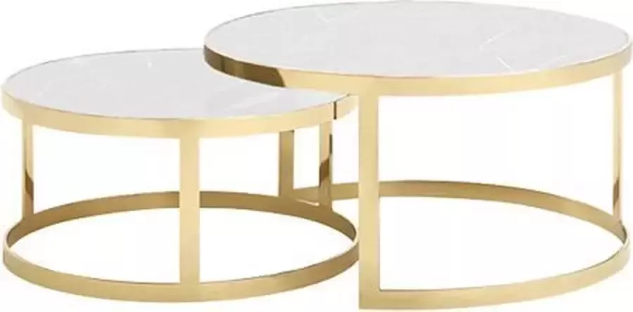 Maxicomfy Salontafel set Twice ( Wit Goud) Marmer