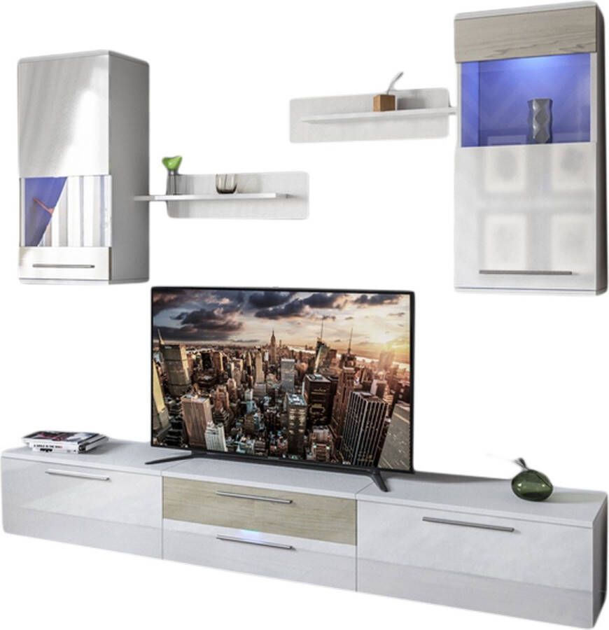 Maxima House CHELSEA TV SET TV stand TV meubel Kast Inclusief LED Wit Somona 136 x 248 x 42 cm