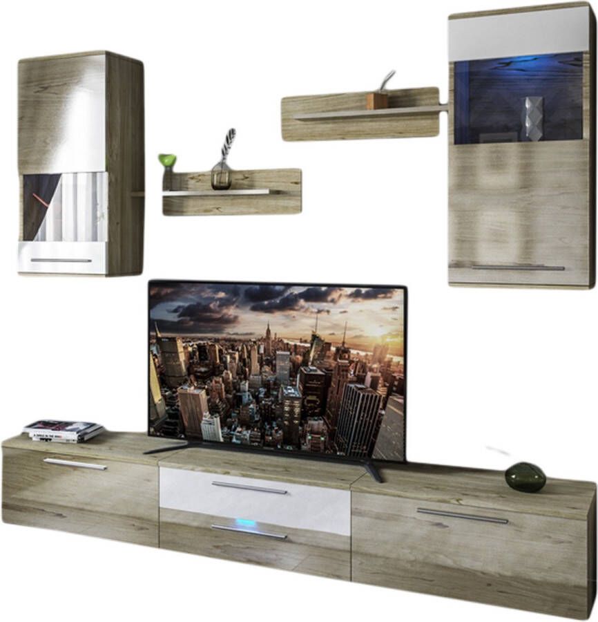 Maxima House CHELSEA TV SET TV stand TV meubel Kast Somona Wit 136 x 248 x 42 cm