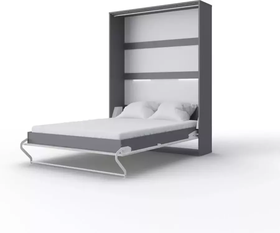 Maxima House INVENTO 01 Elegance Verticaal Vouwbed Logeerbed Opklapbed Bedkast Grijs Monaco Eiken 200x140 cm