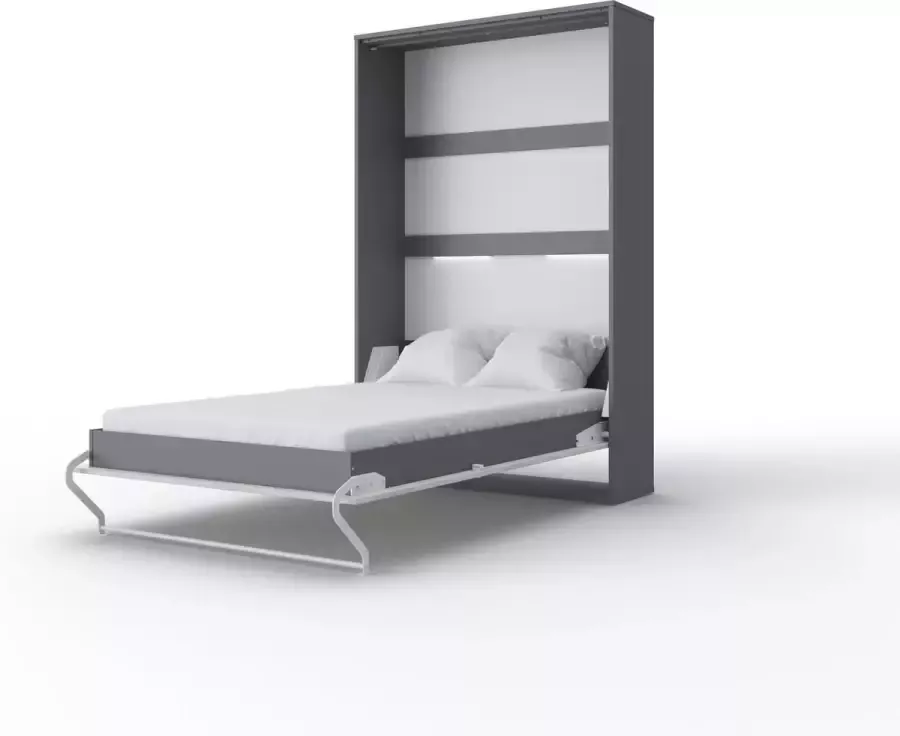 Maxima House INVENTO 02 Elegance Verticaal Vouwbed Logeerbed Opklapbed Bedkast Grijs Monaco Eiken 200x120 cm