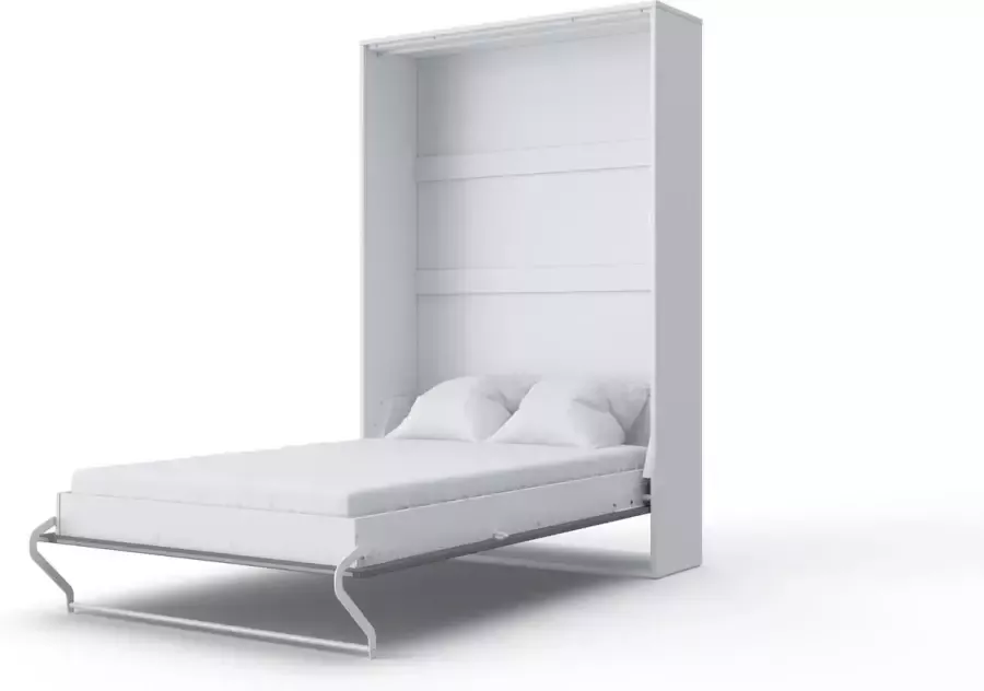 Maxima House INVENTO 02 Verticaal Vouwbed Logeerbed Opklapbed Bedkast Modern Design Wit Hoogglans Grijs 200x120 cm
