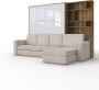 Maxima House INVENTO SOFA MAX Elegance Verticaal Vouwbed Inclusief Hoekbank + Kast Logeerbed Opklapbed Bedkast Inclusief LED Country Eiken Wit Hoogglans + Beige Bank 200x160 cm - Thumbnail 2