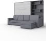 Maxima House INVENTO SOFA MAX Elegance Verticaal Vouwbed Inclusief Hoekbank + Kast Logeerbed Opklapbed Bedkast Inclusief LED Wit Hoogglans + Beige Bank 200x160 cm - Thumbnail 2