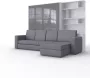 Maxima House INVENTO SOFA MAX Elegance Verticaal Vouwbed Inclusief Hoekbank + Kast Logeerbed Opklapbed Bedkast Inclusief LED Country Eiken Wit Hoogglans 200x140 cm - Thumbnail 1