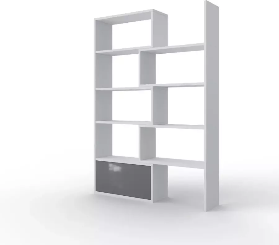 Maxima House PACO Premium Boekenkast Vakkenkast Hoekkast Boekenrek Kamerscherm Scheidingswand Room Divider Grijs Monaco Wit Verstelbaar Moderne Look 188x74-130x29 cm - Foto 2
