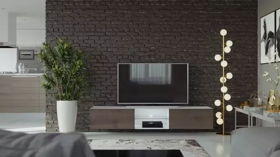 Maxima House VIGO II Zwevend TV Meubel inclusief LED TV Meubel Wit Beach TV Kast Meubel Modern Design 30x180x40 cm