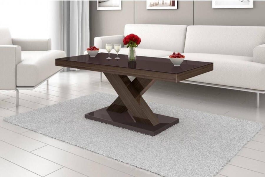 Maxima House XENON Salontafel Koffietafel 120cm Hoogglans Bruin Eiken Modern Design