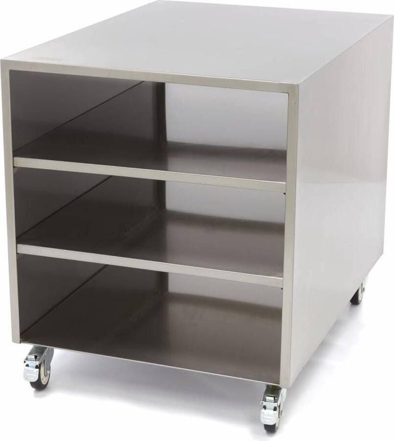 Maxima Onderstel RVS 60 x 80 cm 120 Kg Draagvermogen Zwenkwielen Roestvrijstaal Machinetafel