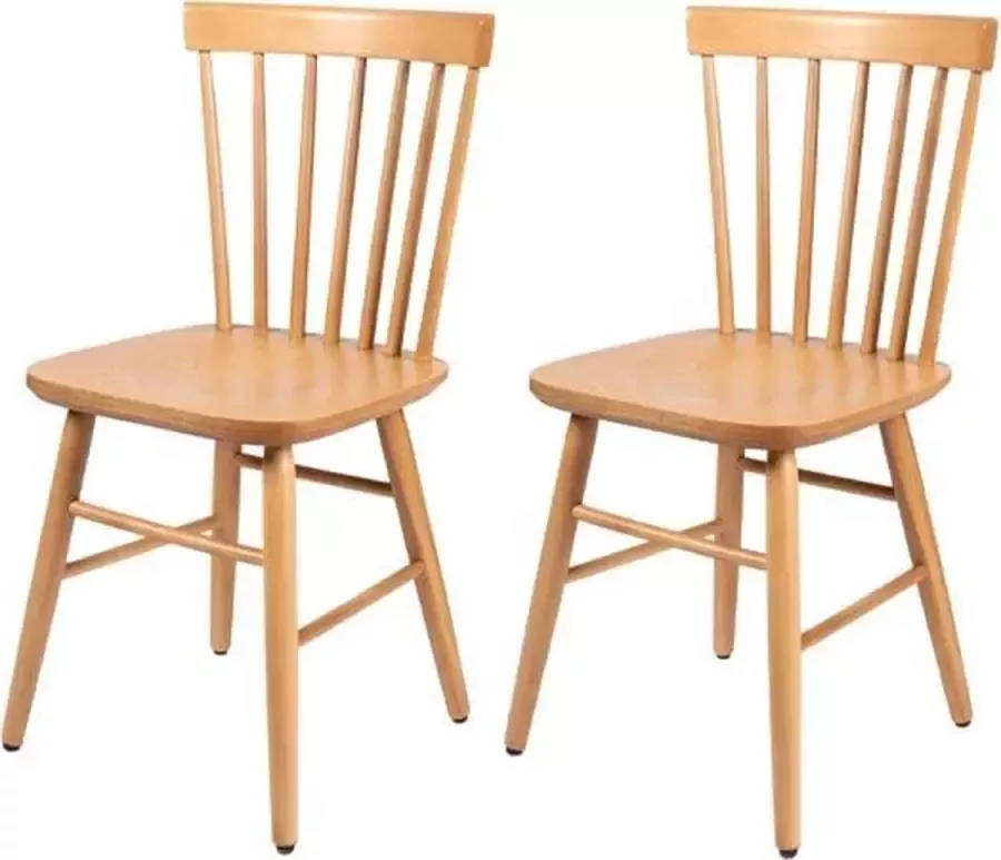 MaximaVida houten spijlenstoel Maxime blank gelakt doos per 2 stuks