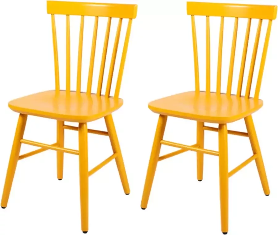 MaximaVida houten spijlenstoel Maxime okergeel doos per 2 stuks