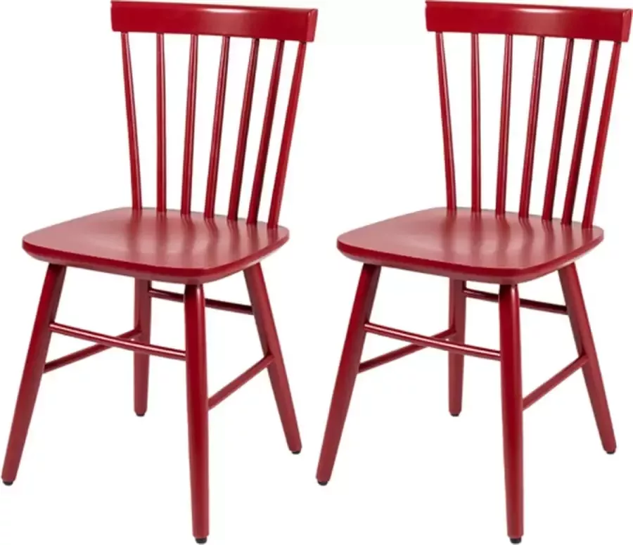 MaximaVida houten spijlenstoel Maxime steenrood doos per 2 stuks